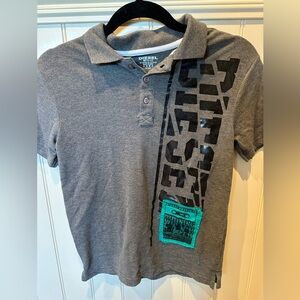 DIESEL Boys Size 10/12 Medium Youth Grey & Green Golf Polo Tee Shirt